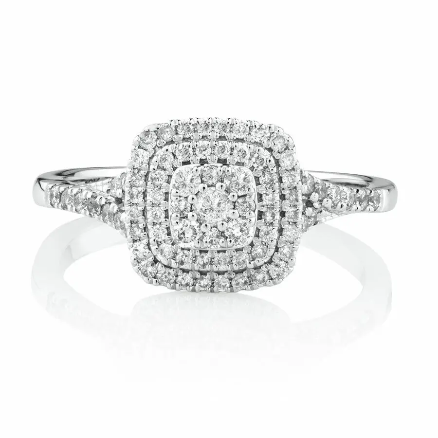 Kuololit Luxury Female Full Diamond Fine Jewelry Wedding Accessories 18K White Gold Nautral Diamond Engagement Ring for Women