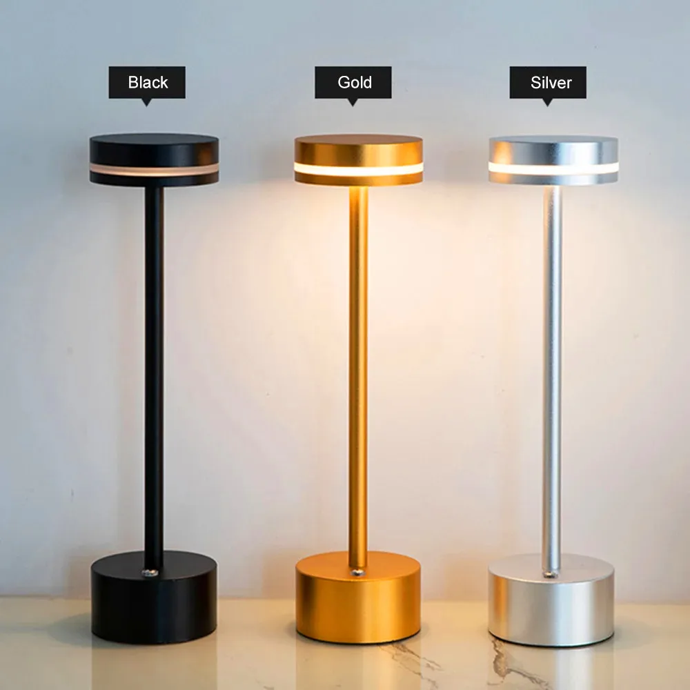 USB Chargeable Battery Operated LED Light European Style Cordless Table Lamp with Touch Control for Hotel & Restaurant Use