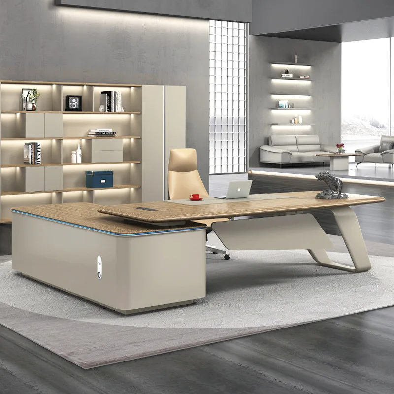 Modern Wooden Latest Office Table Designs Executive Office Desk Movable Drawer Modular Office Furniture Workstation Desk