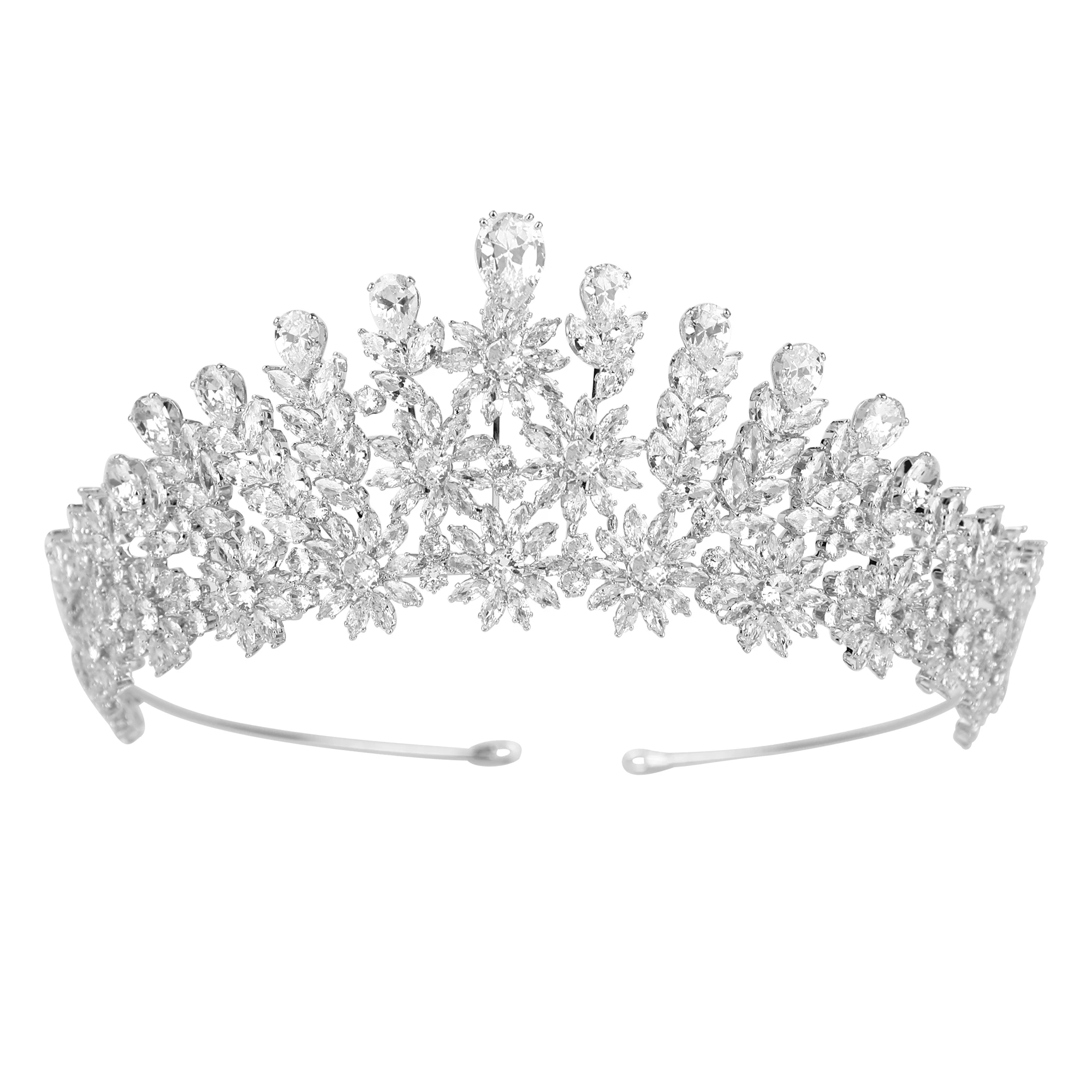 Platinum/24K Gold Plated Zircon Crowns Luxury Dainty Jewelry Bridal Hair Accessories Wedding Headpiece in Tiaras Pageant Crown