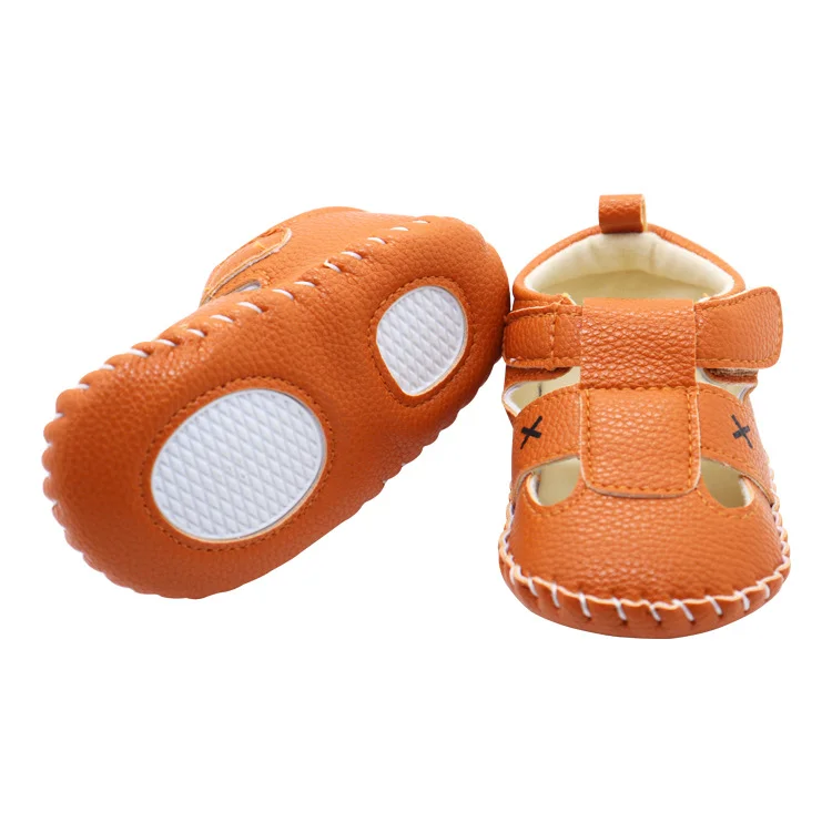 High Quality Brown Breathable Non-slip 1-3 Yards Synthetic Leather Soft Sole Casual Baby Shoes