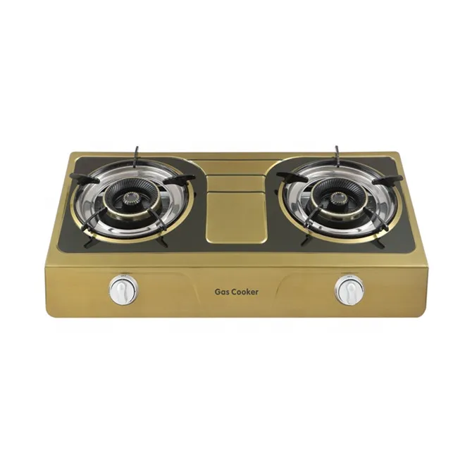 High quality lpg barbecue electric kitchen stoves double 2 burner range stainless steel table top cooker