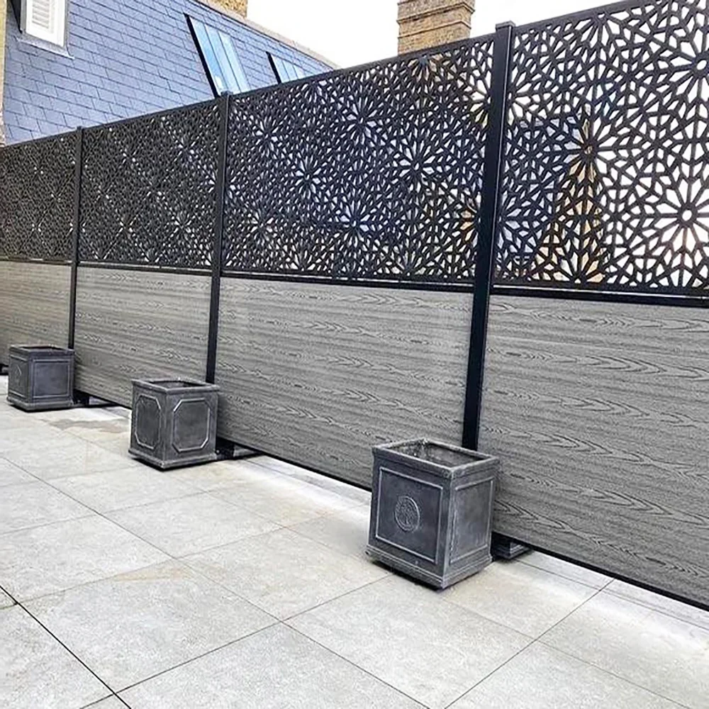 Beautiful Garten Zaun Security Fence for Garden Wood-Plastic Composite (WPC) Material Eco-Friendly Metal Frame