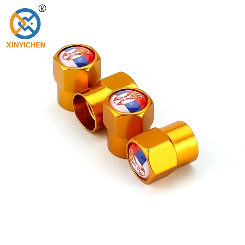 4PCS Wheel Rim Center Hub-Caps Tire Valve Stem Stainless Valve-CAPS Customized Flags Universal 8V1 Thread