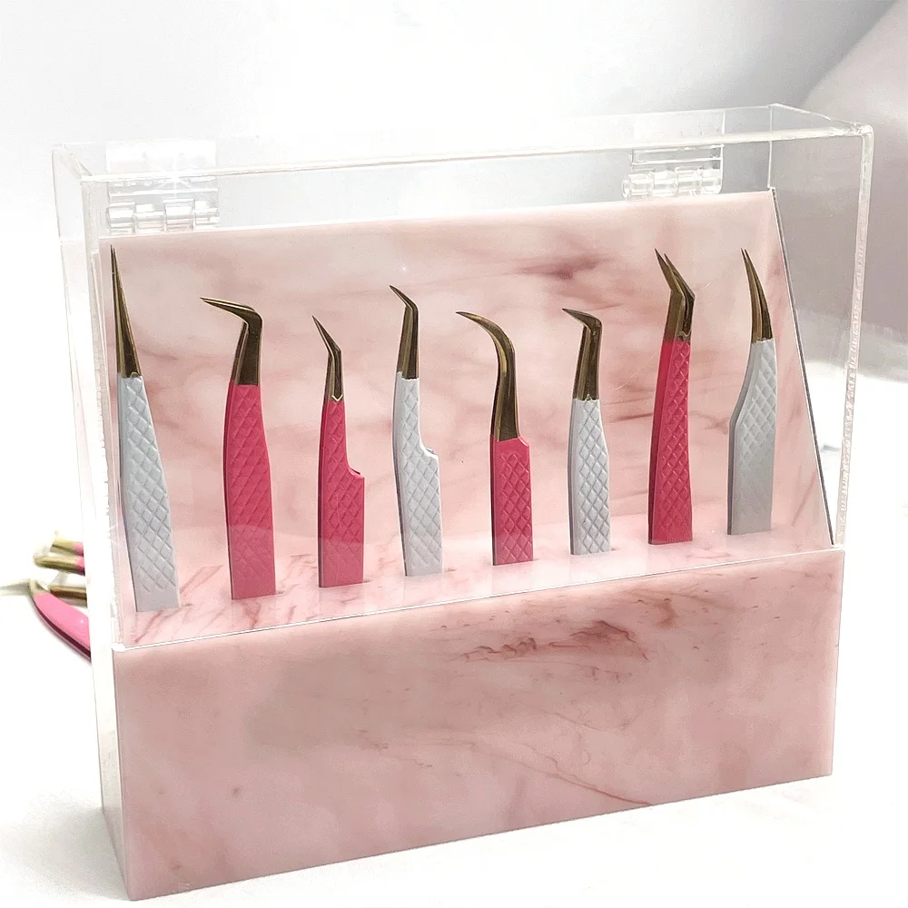 Custom Logo Packaging Box Volume Eyelash Tweezers Make Eyelash Easy Fans Manufacturer China Straight Curved 6 Pcs Tweezers Set