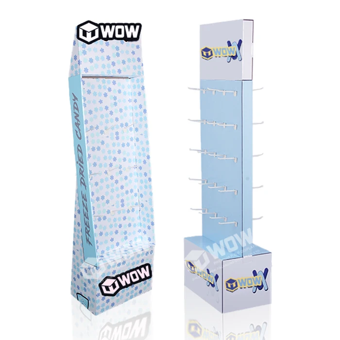 POP Pegs Corrugated Cardboard Floor Standing Display Retail Cardboard Paper Sidekick Display With Base For Hanging Items