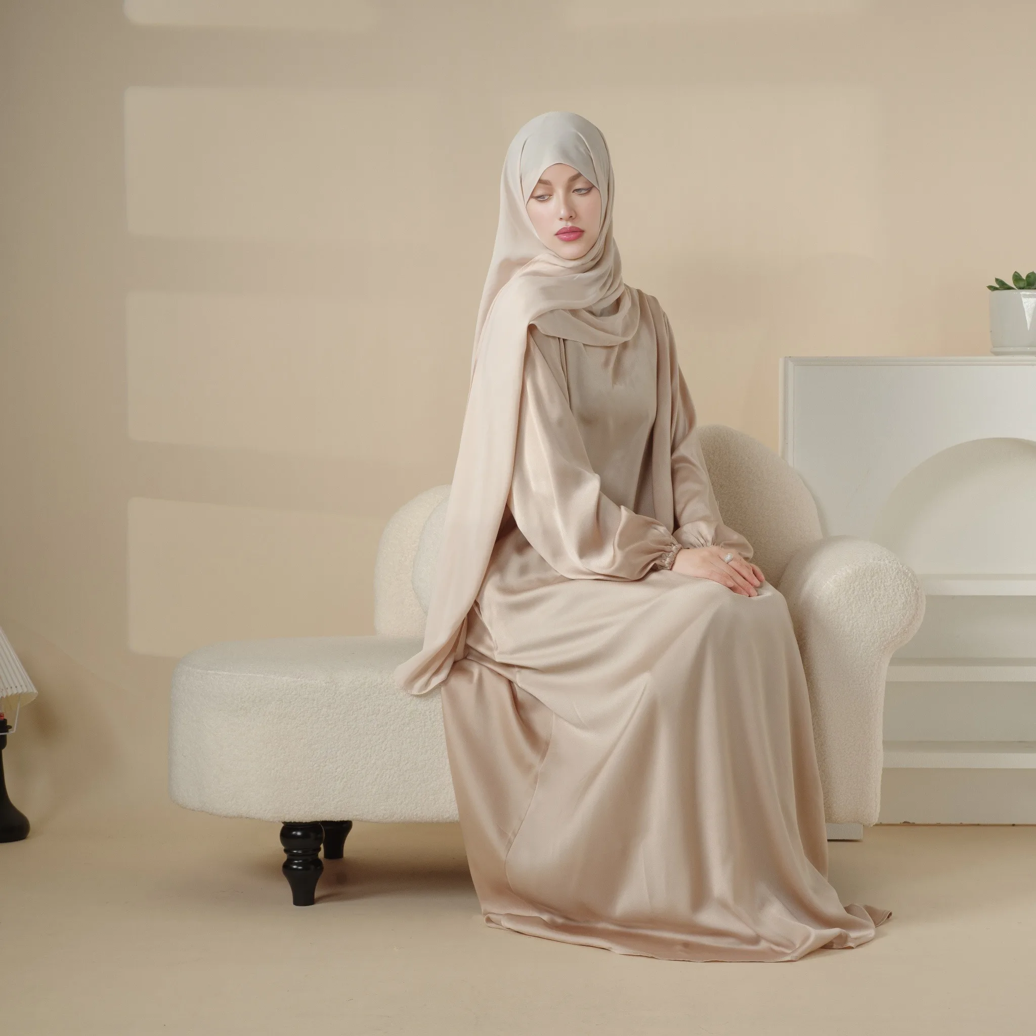 Ramadan Elegant Maxi Dress Burqas for Women Modest Solid Loose Fit Simple yet Stylish Long Sleeve Dress for Muslim Women abaya