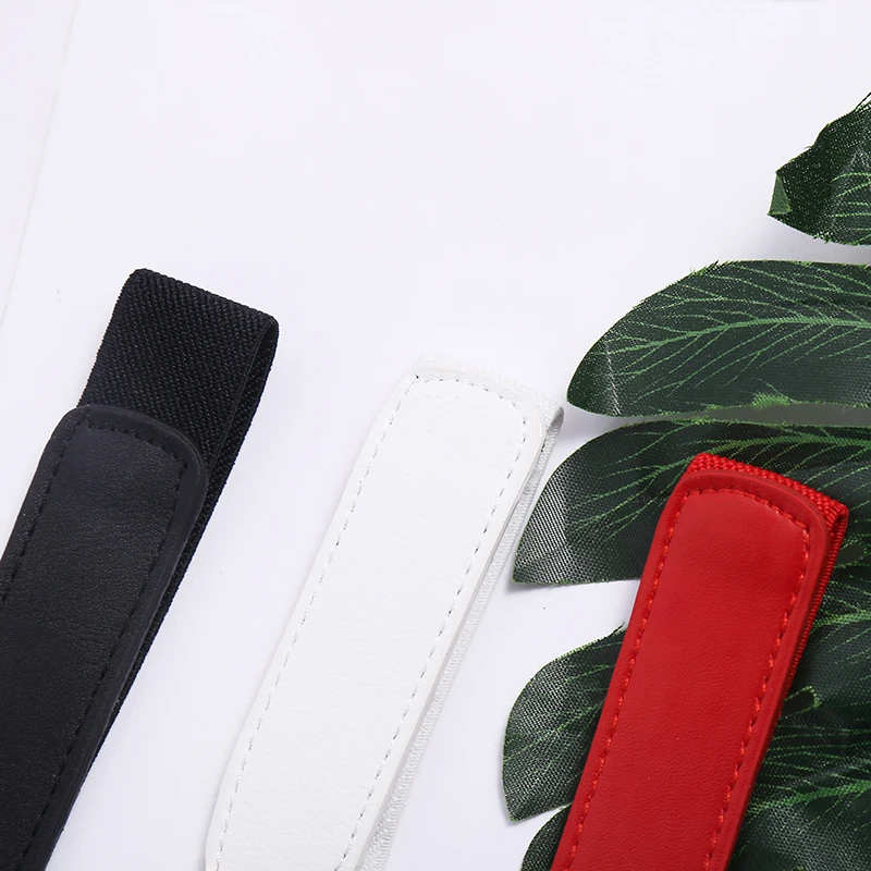 Women Skinny Belt for Dresses Retro Elastic Stretchy Metal Buckle Ladies Waist Belt Plus Size 1 inch Wide