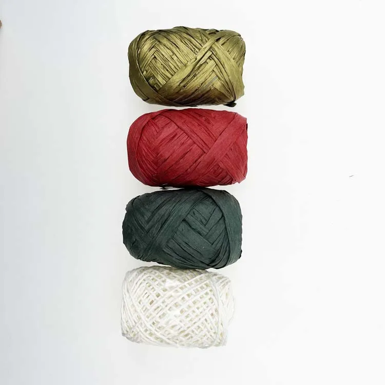 Natural Colorful Twisted 2mm Striped Paper Raffia Yarn Paper Ribbon Yarn for Gift Wrapping Crafting Packing