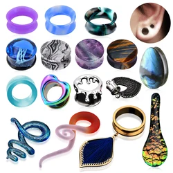 wholesale Stainless steel glass stone wooden ear tunnels crystal hangers plug piercing jewelry ear tunnels gauges