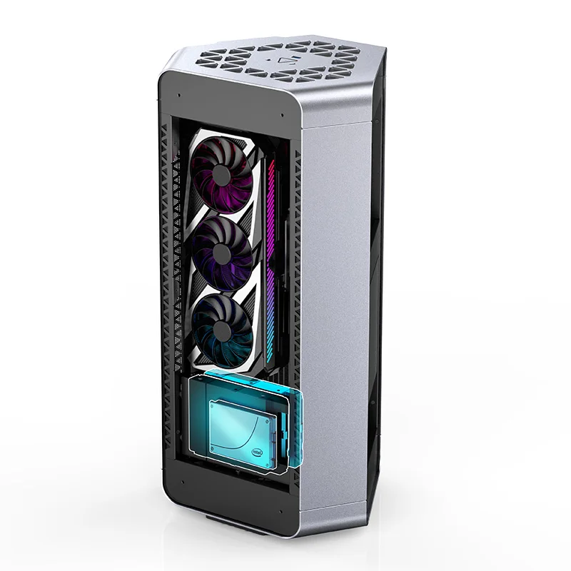 JONSBO BO102 трехкамерный стеклянный боковой прозрачный настольный компьютер игровой корпус NAS mini ITX
