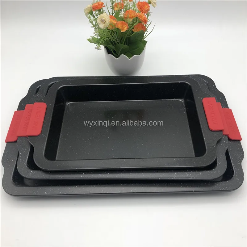 Nonstick Cookie Sheet Pan Carbon Steel Marble coating with silicone handle  Baking Pan