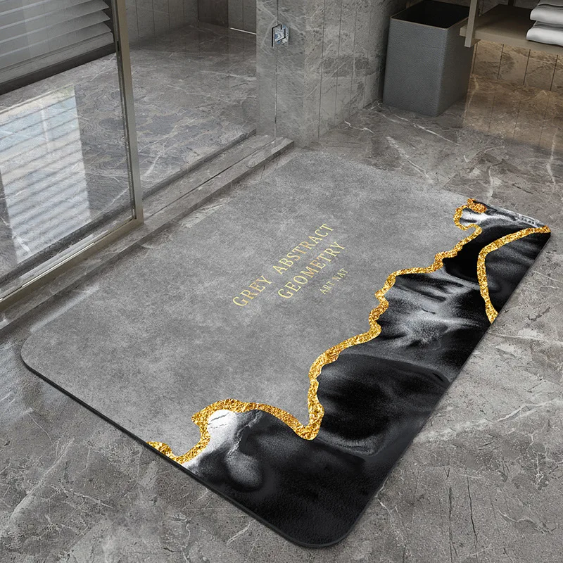 Marble Design Soft Diatomite Absorbent Easy Clean Shower Foot Rugs Diatom Mud Eco Friendly Bath Mat