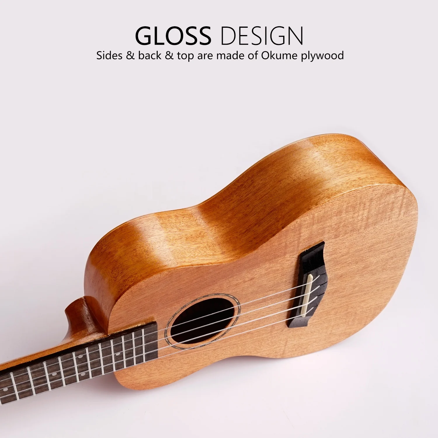 Oem custom high quality instrument guitar ukelele 21 23 26 30 inch soprano concert tenor baritone 4 string mahogany wood ukulele