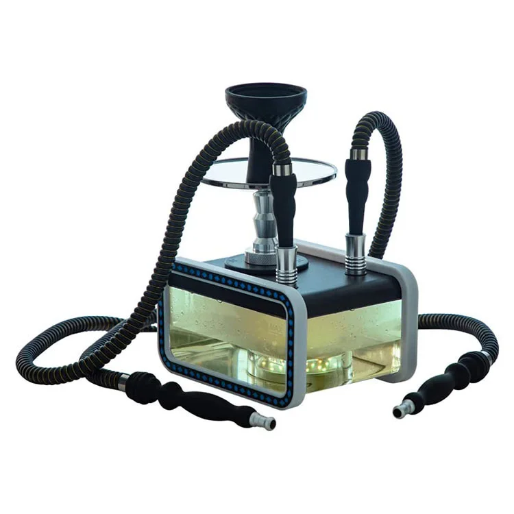 custom Cube Deluxe Square Acrylic Plastic Hookah With Gorgeous Multicolor Led Light Narguile Shisha Hookah