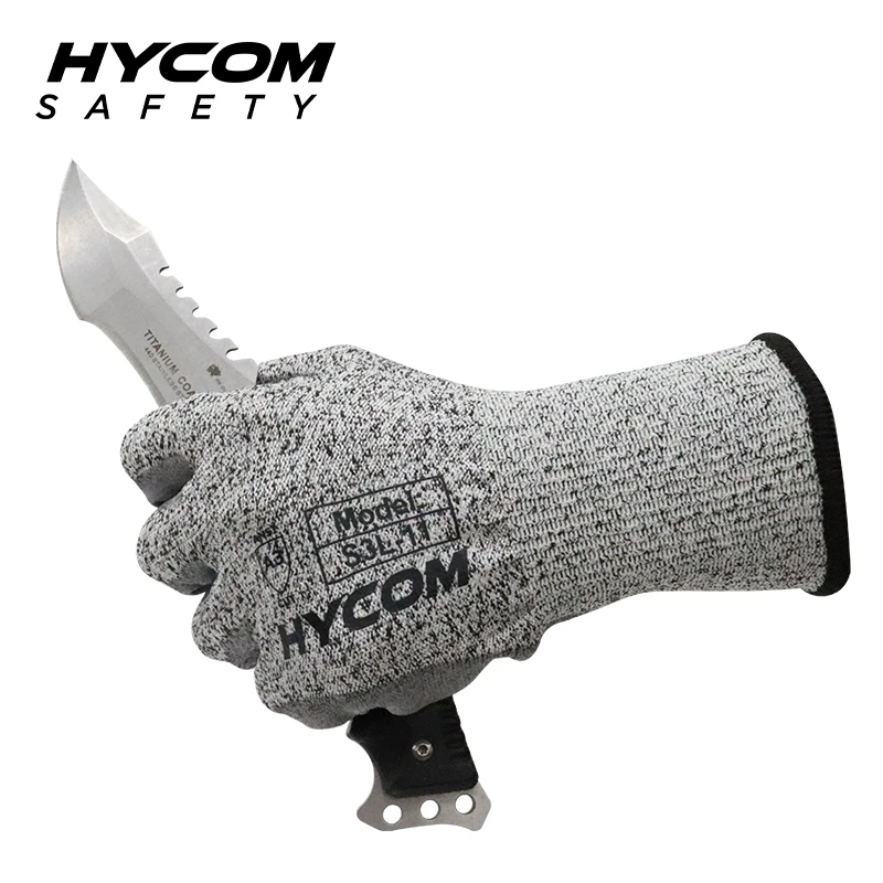 HYCOM S3L 13G HPPE полностью ориентированной нитью покрытая Полиуретаном устойчива к порезам рабочие перчатки EN388 против порезов уровень 5 вырубных повышенным сцеплением