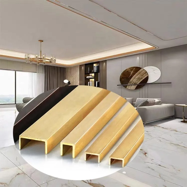 Metal Tiling Tools Bronze Flexible T Shaped Flooring Brass Edge Cover Trim Molding Stair Nosing U Shaped Tile Trim
