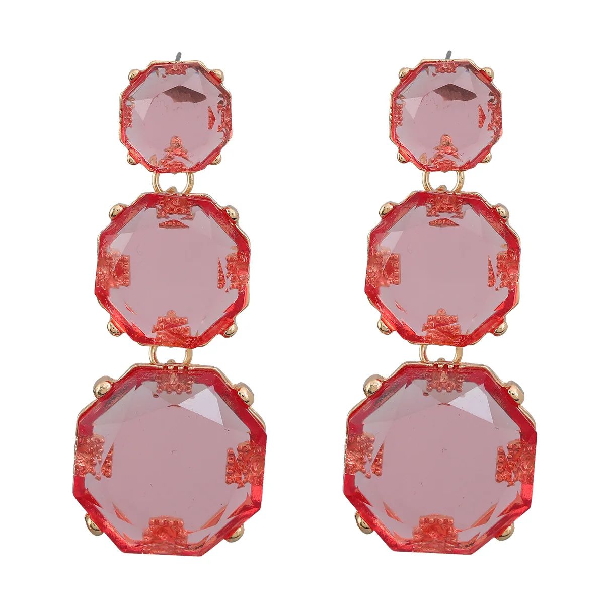 Earrings alloy resin earrings Female octagon geometric long exaggerated party accessories wholesale