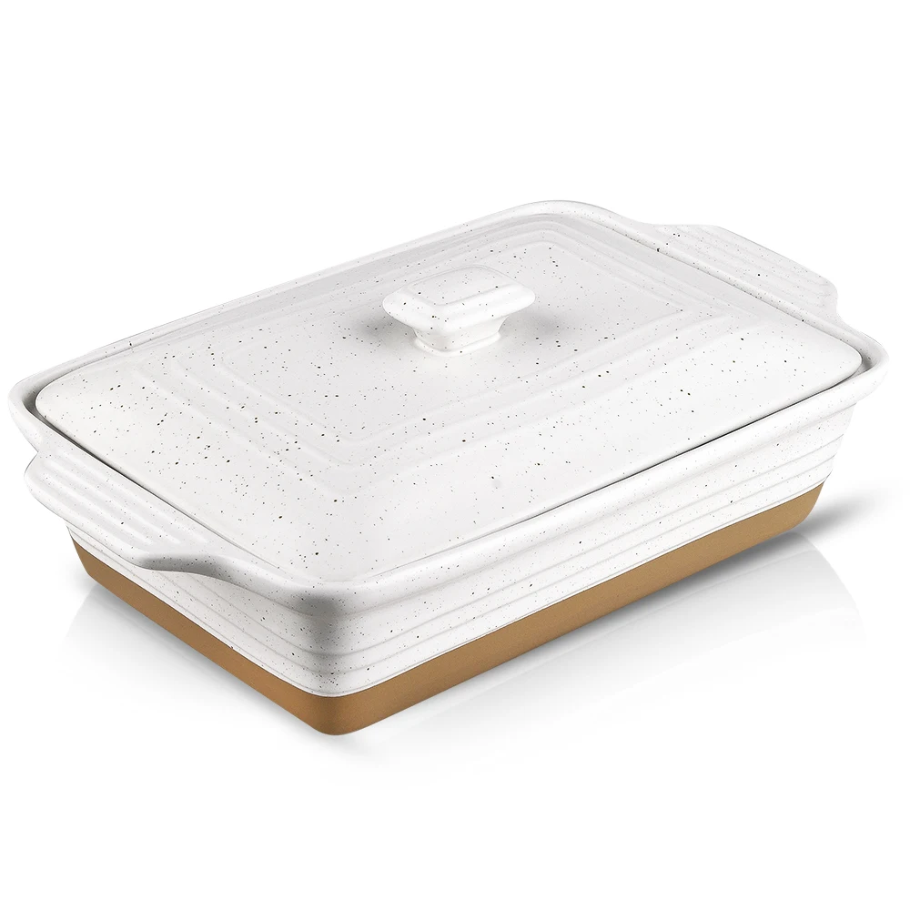Oven Safe High Quality Rectangular Ceramic Casserole Dish With Lid Cookware Casserole For Cooking