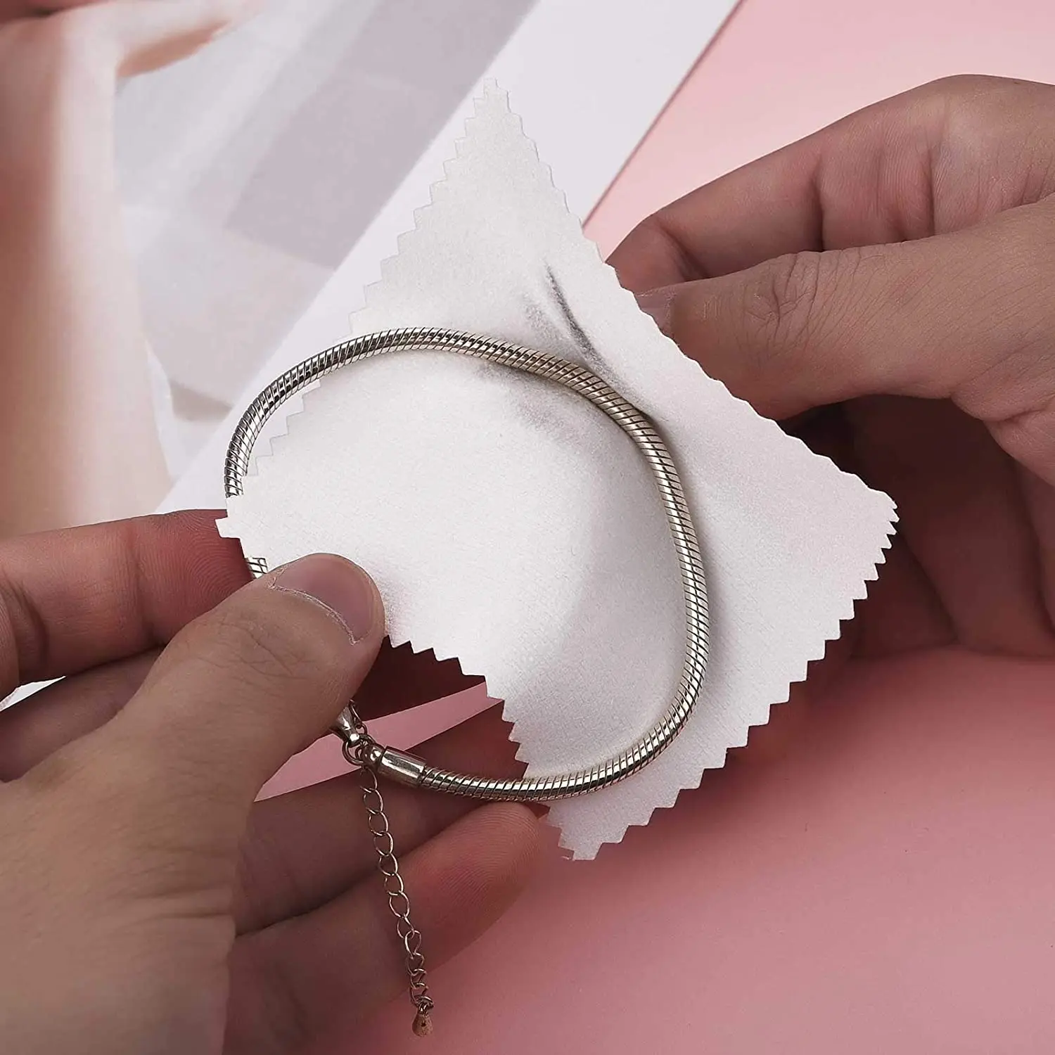 Wholesale Opp Bag Packed Durable Delicate suede fabric anti-oxidation Silver Jewelry Polishing Cloth