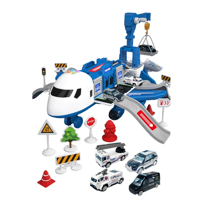 Airplane rail deformation storage police car parking garage ramp toy