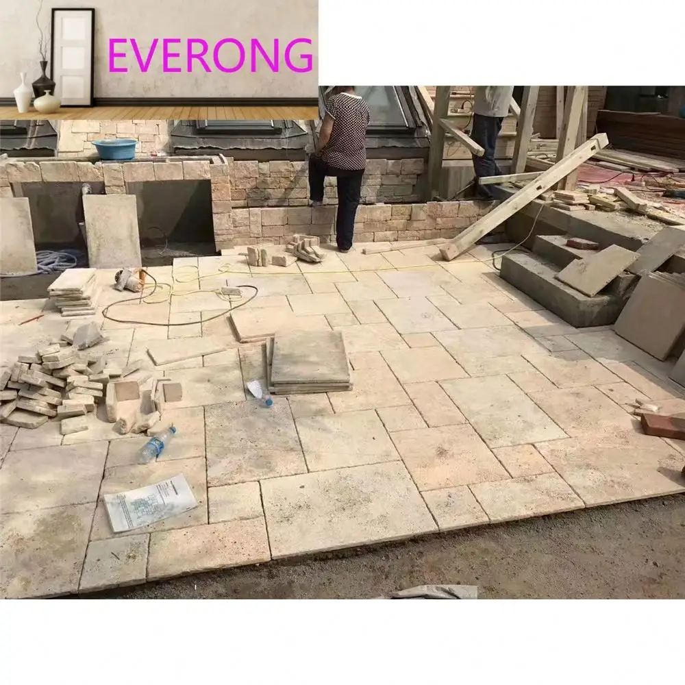 Old look China tumbled beige french pattern limestone outdoor floor tiles
