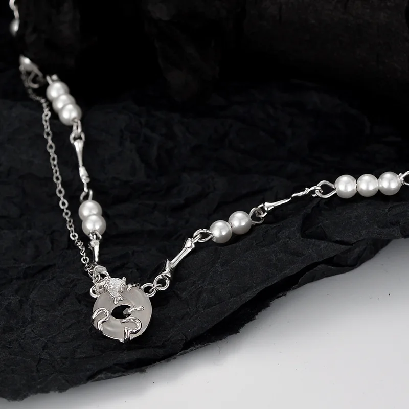 New Chinese Style Niche S925 Sterling Silver Safe Buckle Chat Female White Gold Handcrafted Short Shell Beads Clavicle Necklace
