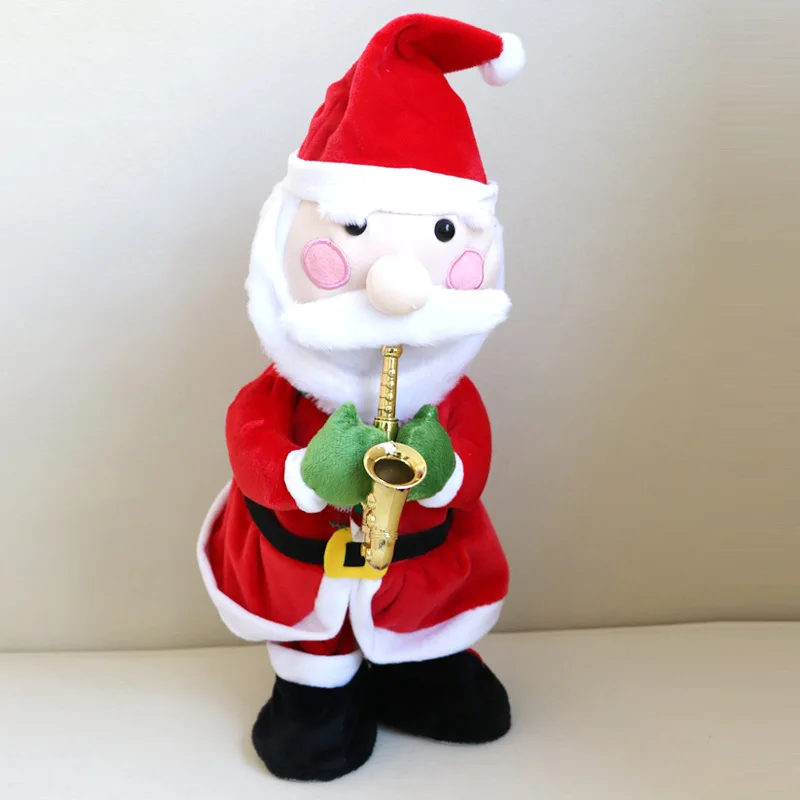 Fast Shipping Christmas Tree Santa Design High Quality Electronic Recording Dancing and Singing Rechargeable Plush Toys for Kids