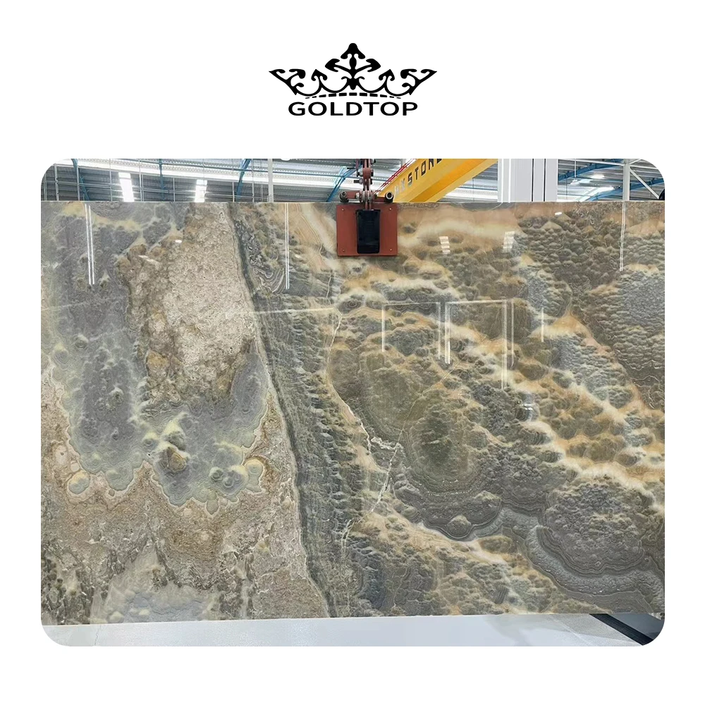 Goldtop OEM/0DM natural stone luxury polished surface villa mall indoor stone high quality yellow onyx slab