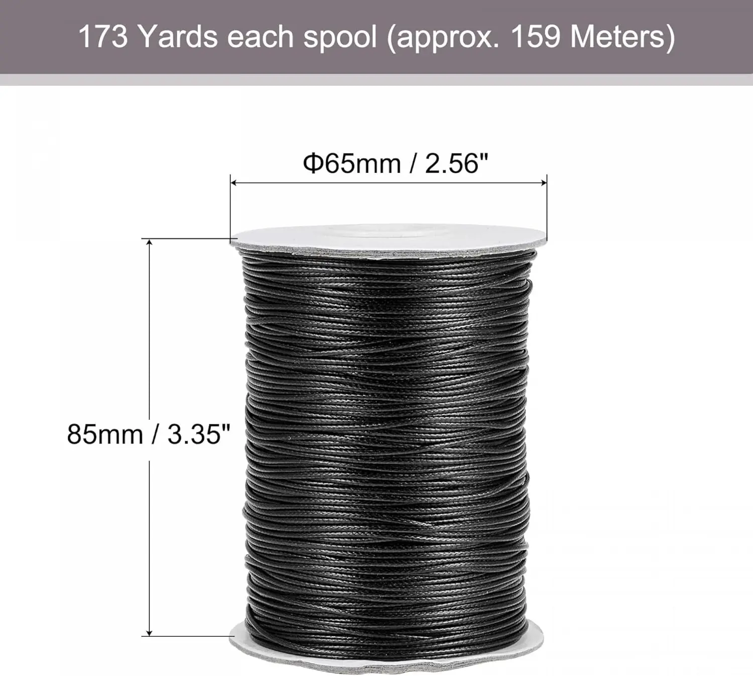 Black Waxed String Beading Thread Roll Spool for Bracelet Necklace Jewelry Waist Beads DIY Crafts Making 1mm Waxed Cotton Cord