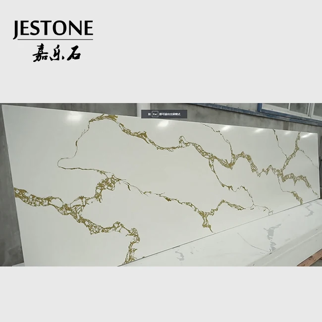 Customized Kitchen Artificial Stone Quartz Calacatta Kitchen Countertop with Sink Hole Precut