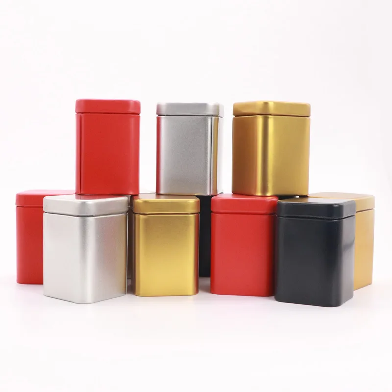 Bulk Black Color Empty Tea Candy Storage Box Small Square Tin Containers