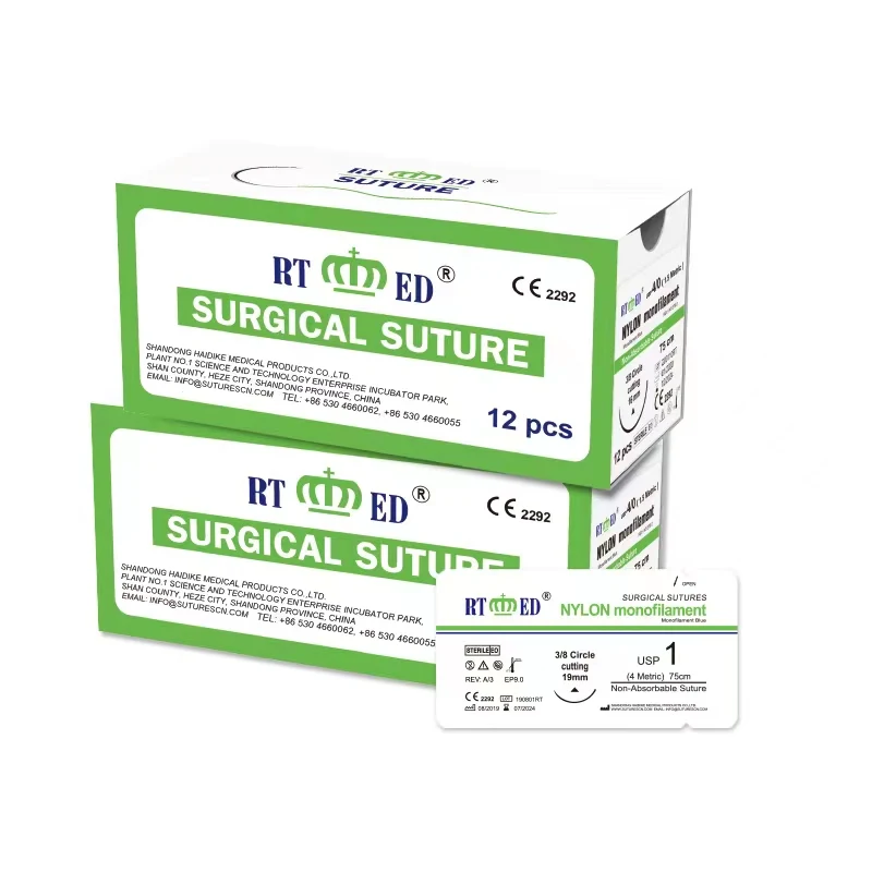 Strictly Sterile Blue Nylon usp 2-6/0 surgical suture and needle with CE& ISO