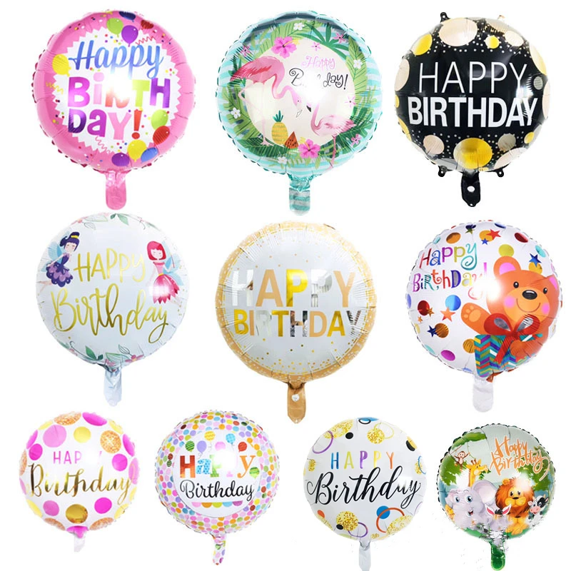 
hot sale happy birthday 18 inch round shape helium balloon for party decorations 