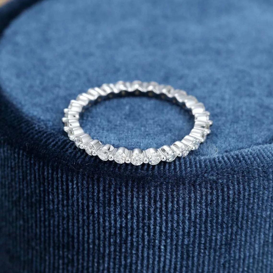 14K White Gold Plated ring 0.65 Ct Wedding Moissanite Eternity ring