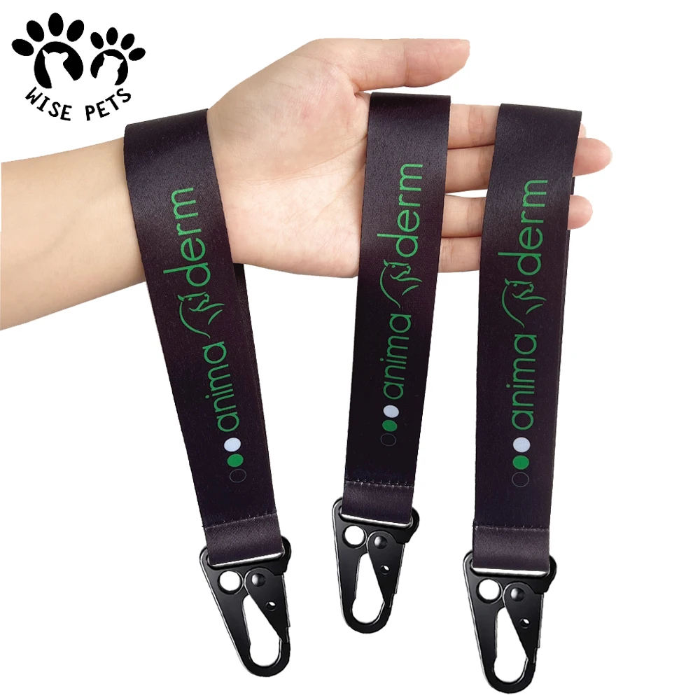 Custom logo printed sublimation wrist strap polyester Carabiner Olecranon keychain pulsera short key chain lanyard for phone