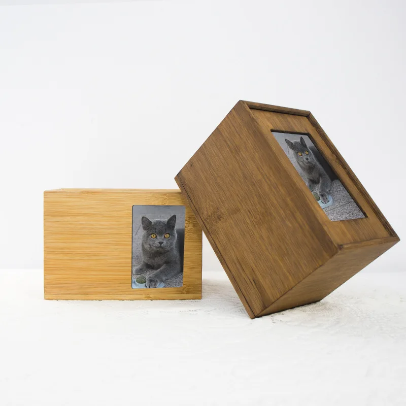 Bamboo Pet Urn Cat Dog Wooden Box Small Animal Funeral Supplies Coffin Memorial Box Amazon Cross Border