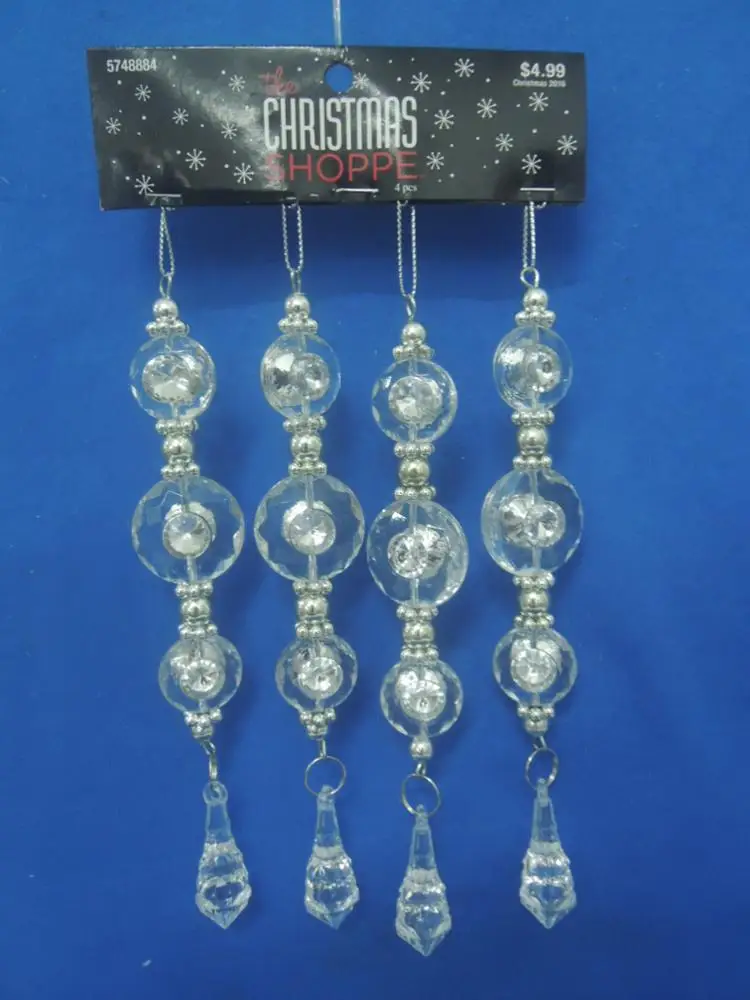 Hot selling custom imported best christmas tree decor Icicle shaped bead ornament acrylic ornament