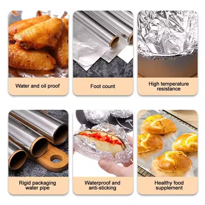 15micron Food Grade 8011 Gastronomy Cooking Foil Roll Printed Aluminum Paper Disposable Good Price Papel Para Hornear Sheet