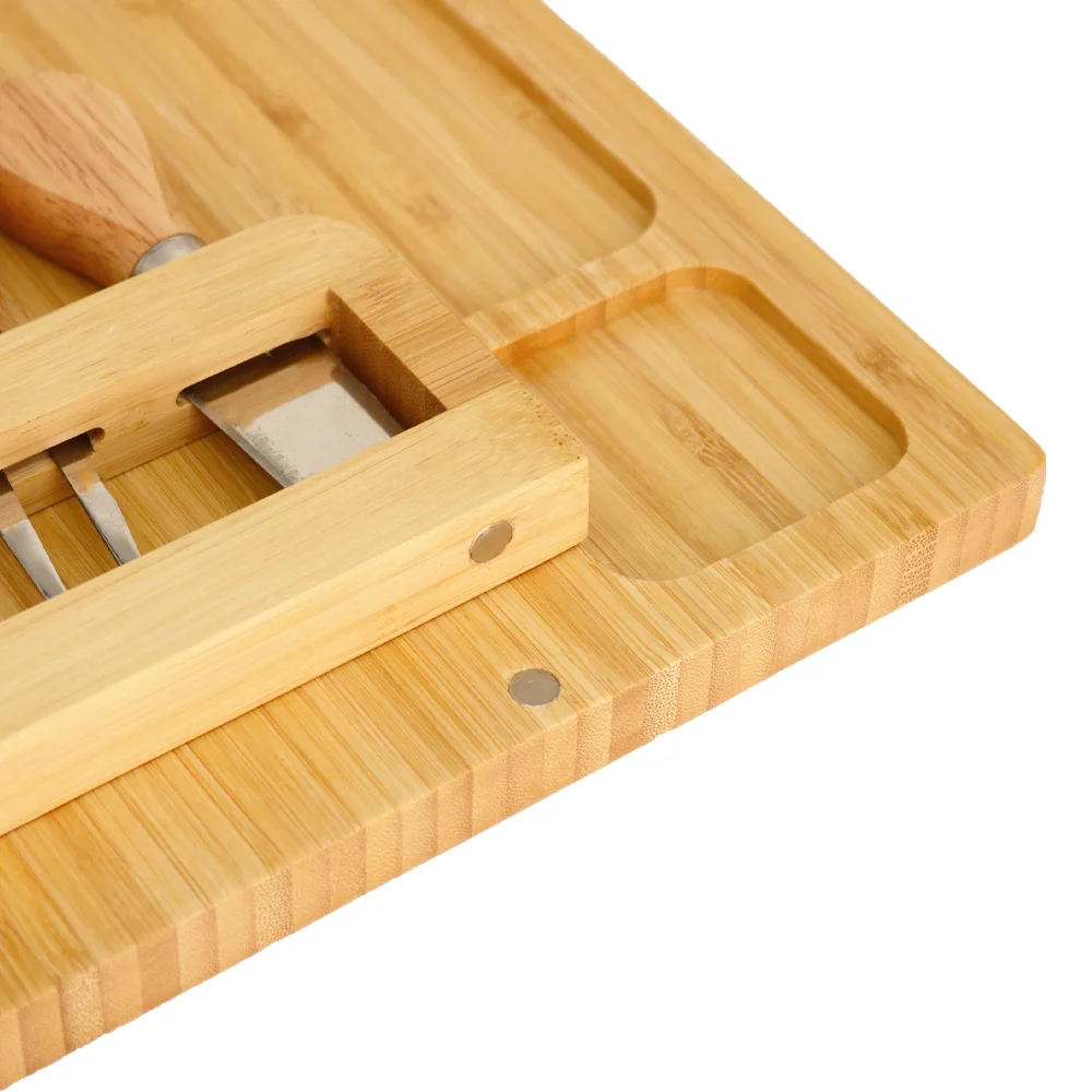 2022 EU & US top seller Large Bamboo Cheeses board and cheese Charcuterie wood plate Board Set with 4 Knives