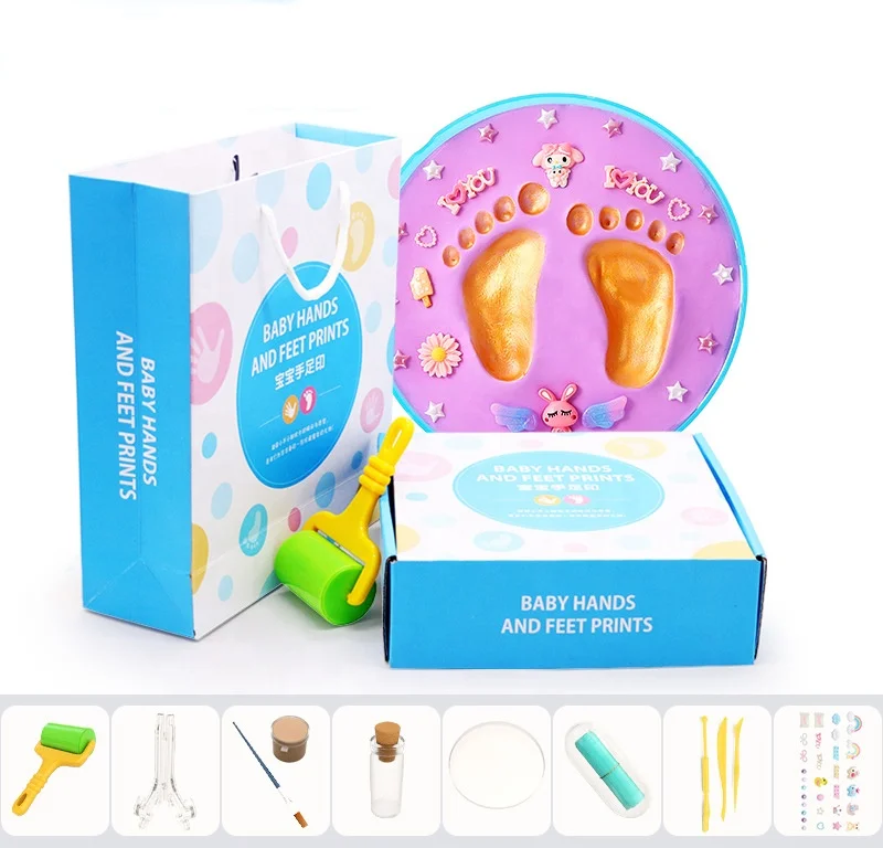 Baby Hand Footprint Makers Newborn Baby Souvenirs Gifts Air Drying Soft Clay Hand Print Footprint Imprint Casting