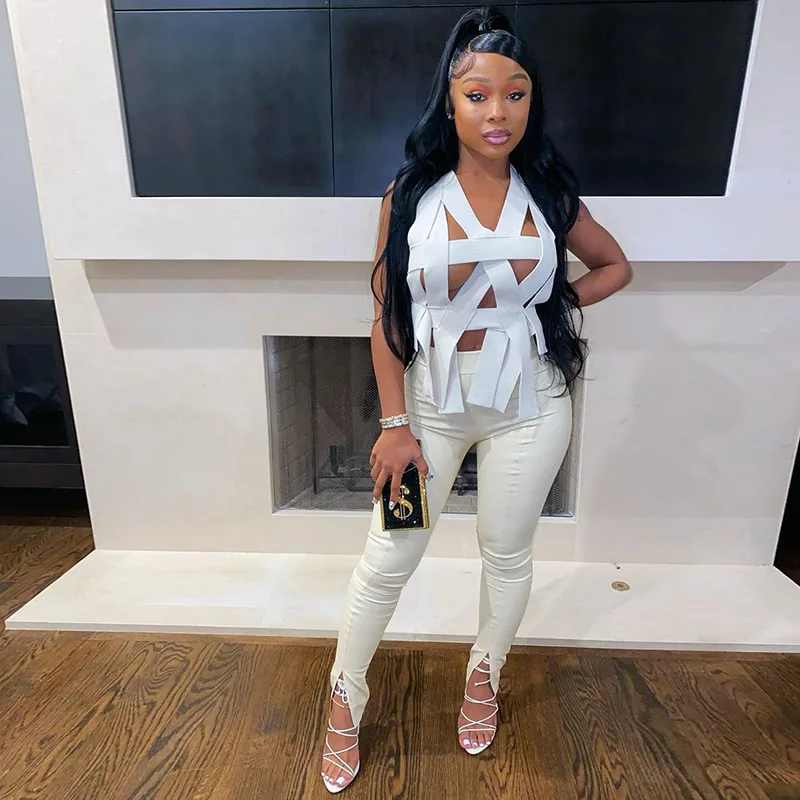 
2021 Casual Bodycon Lace Up Camisole Condole Belt Vest Sexy Ladies Summer Underwaist Top Crop Vest Top 