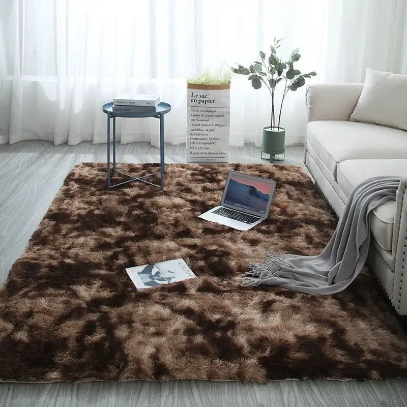 Silk Hair Gradient Plush Carpet Thickened Household Full Floor Mat Living Room Bedroom Balcony Window Mat Bedside Area Rugs Sets