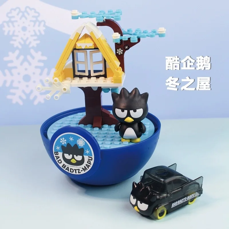 Cartoon sanrios puzzle block Big Twist Egg Kuromi  Surprise Doll My Melody Four Seasons House Scene Rebound Car Blind box