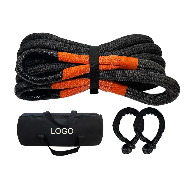 4x4 OffRoad tow strap Traction rope Braided Kinetic Recovery Kit Rope with Off-road Synthetic Soft Shackle adn uhmwpe winch rop
