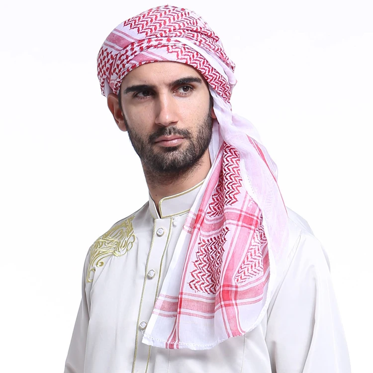 Mens Islamic keffiyeh Arab Prayer Scarf Checked Traditional Costumes Muslim Turban Hijab