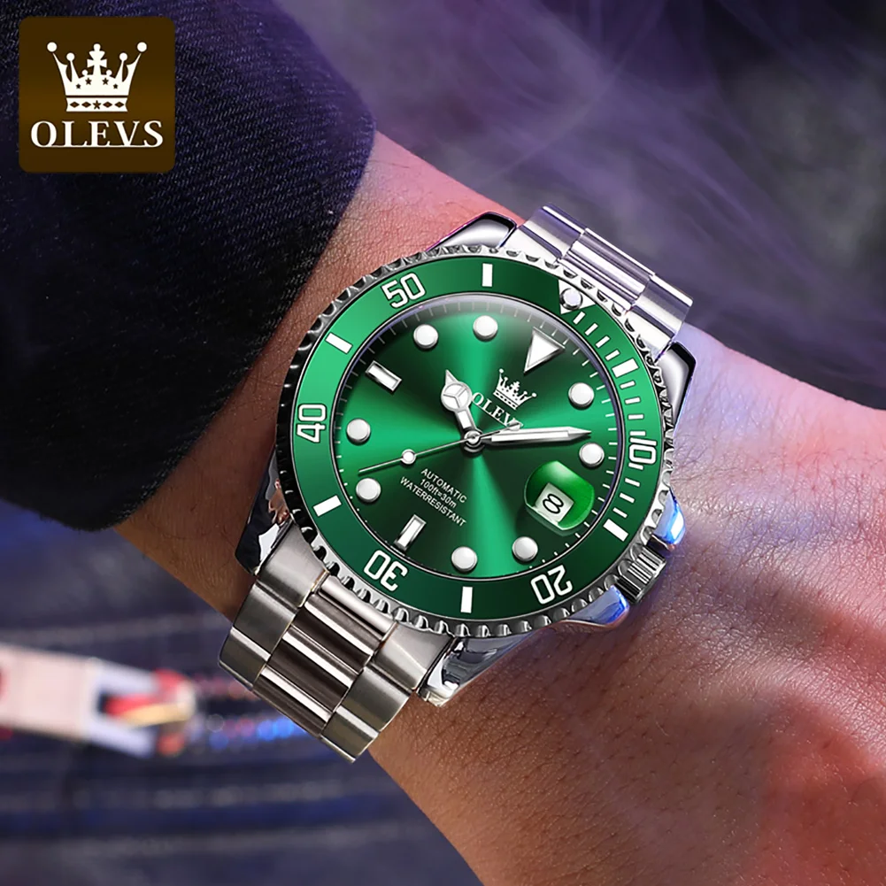 OLEVS 6650 Luxury Brand WaterProof Analog Auto Date StainlessSteel China Factory Custom Logo Mechanical Men Watch