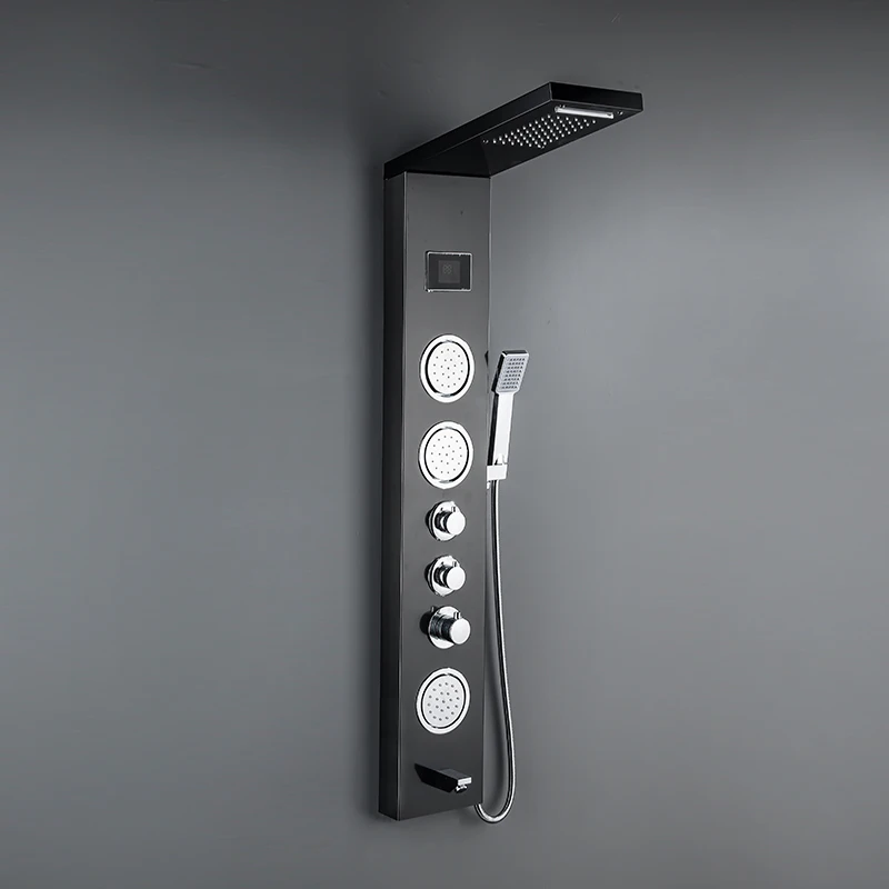 wall mounted Waterfall Golden shower column set tower Massage Body Spa bathroom Shower