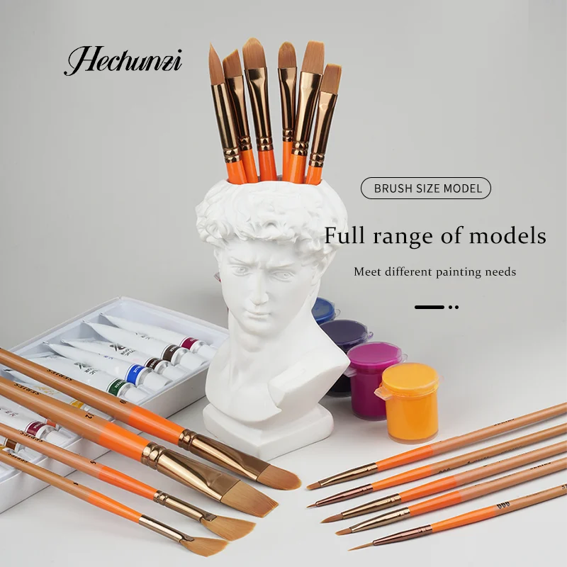 Hechunzi Acrylic Paint Brushes For Artist Painting Drawing Nylon Hair Birch Wooden Handle Pencil Set