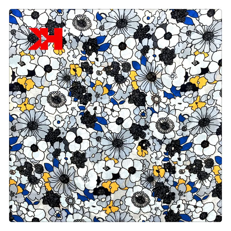 Kahn Pearl Chiffon Print Blue Fabric for Dress